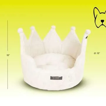 NANDOG Crown Pet Bed in Royal Ivory - Ultra Soft Micro Plush Fabric - Fun & Regal Design - Comfortable & Durable - Ideal for Cats & Small/Medium Dogs