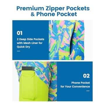 MAAMGIC Mens Swim Trunks with Compression Liner 5" Stretch Athletic Swimming Shorts Quick Dry with Z...