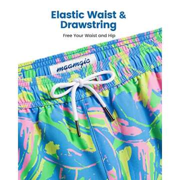 MAAMGIC Mens Swim Trunks Quick Dry Stylish Athletic Shorts