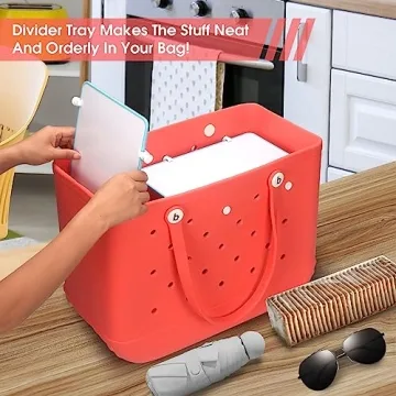 Raymall Divider Tray for Bogg Bag, 2PCS Insert Dividers for X Large Bogg Bag Accessories Inserts for Bogg Tote Bags, Beach Bag Divider Suitable for Original Bogg Bag Dividers (White)