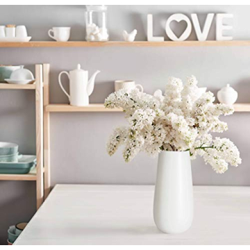 D'vine Dev 10 Inch Oval Ceramic White Flower Vase