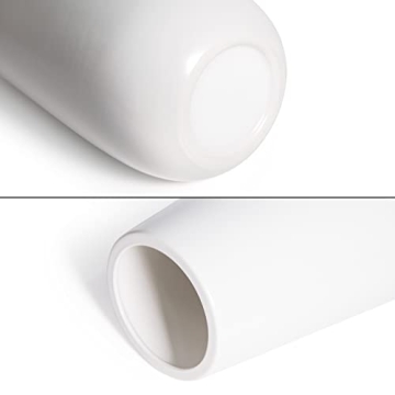 D'vine Dev 10 Inch Oval Ceramic White Flower Vase