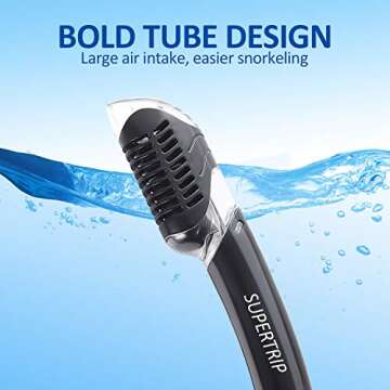 Supertrip Dry Snorkel Adult, Scuba Diving with Splash Guard and Top Valve, Freediving Snorkeling Swimming Snorkel for Adults Youth