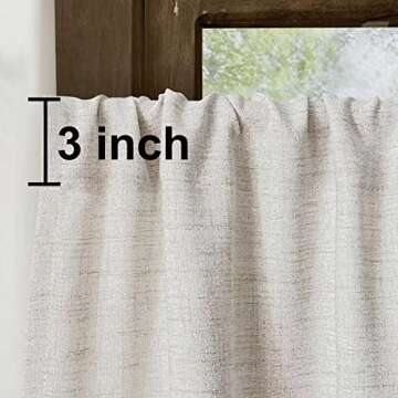 Faux Linen Kitchen Curtains 36 Inch Length Cafe Curtain Tiers for Living Room Bathroom Basement Wind...