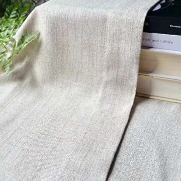 Faux Linen Kitchen Curtains 36 Inch Length Cafe Curtain Tiers for Living Room Bathroom Basement Windows Country Rustic Small Short Curtains, Set of 2, Natural