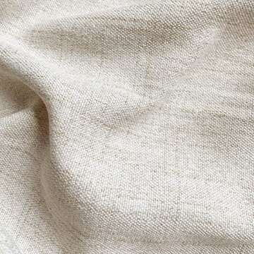 Faux Linen Kitchen Curtains 36 Inch Length Cafe Curtain Tiers for Living Room Bathroom Basement Windows Country Rustic Small Short Curtains, Set of 2, Natural