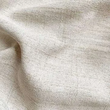 Faux Linen Kitchen Curtains 36 Inch Length Cafe Curtain Tiers for Living Room Bathroom Basement Windows Country Rustic Small Short Curtains, Set of 2, Natural