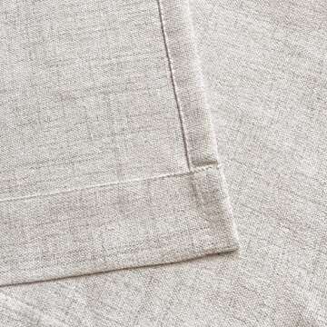 Faux Linen Kitchen Curtains 36 Inch Length Cafe Curtain Tiers for Living Room Bathroom Basement Windows Country Rustic Small Short Curtains, Set of 2, Natural