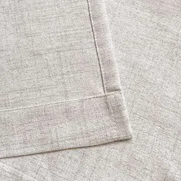 Faux Linen Kitchen Curtains 36 Inch Length Cafe Curtain Tiers for Living Room Bathroom Basement Windows Country Rustic Small Short Curtains, Set of 2, Natural