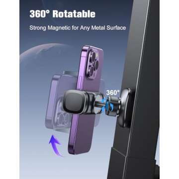 iBytoc Magnetic Phone Holder for Gym, 360° Rotatable Gym Phone Holder Workout Record, or Any Metal Surface, Gym Magnet Phone Mount Compatible with All Smartphones 4.7-7", Thick Cases Friendly