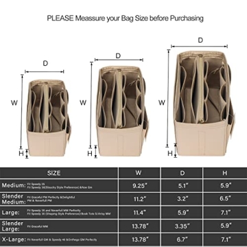 Durable Felt Purse Organizer Metal Zipper 13 Pockets