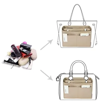 Durable Felt Purse Organizer Metal Zipper 13 Pockets