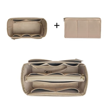 Durable Felt Purse Organizer Metal Zipper 13 Pockets