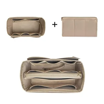 Durable Felt Purse Organizer Metal Zipper 13 Pockets