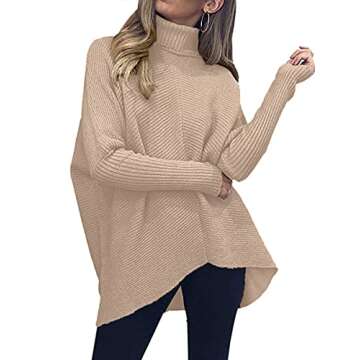 ANRABESS Oversized Turtleneck Batwing Sweater for Cozy Fall Fashion