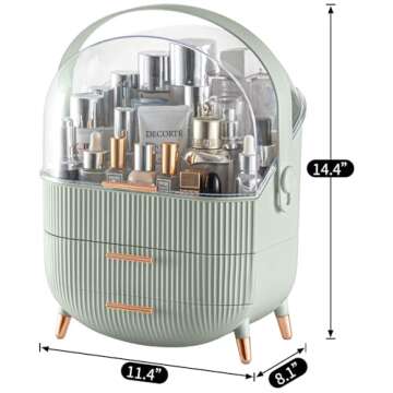 CANITORON Makeup Organizer,Skincare Organizer with 2 Drawers and Transparent Cover,Cosmetic Display Case for Vanity Organizer and Bathroom Countertop Storage.(Sage Green)