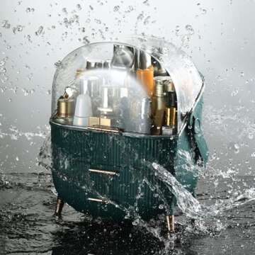 CANITORON Makeup Organizer,Skincare Organizer with 2 Drawers and Transparent Cover,Cosmetic Display Case for Vanity Organizer and Bathroom Countertop Storage.(Sage Green)