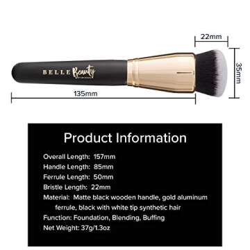 Belle Beauty by Kim Gravel Hover Cover Hi-Definition Liquid Foundation & Makeup Brushes (Foundation Brush)