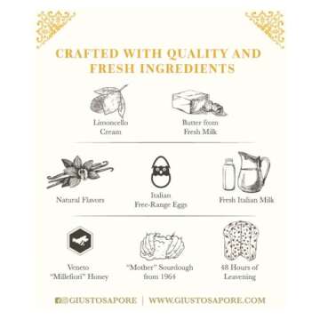 Giusto Sapore Italian Panettone Premium Lemon Limoncello Gourmet Bread 26.4 Ounce - Traditional Dessert - Imported from Italy and Family Owned