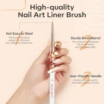 modelones Nail Art Brushes, Super Fine Liner Nail Brush Kit Sizes 7/11/15/20mm for Gel Polish Thin Lines, Precise Details, Fine Drawing Painting Design Acrylic Rhinestone Handle Salon & DIY Use