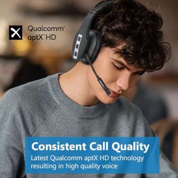 Conambo JBT600 Bluetooth Headset V5.1, Trucker Bluetooth Headset with Three Mic Noise Cancelling & Mute Button, Improved Comfort Wireless Headset 35Hrs Talktime for Cellphone Trucker Home Office