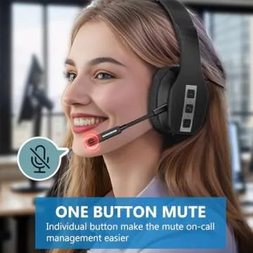 Conambo JBT600 Bluetooth Headset V5.1, Trucker Bluetooth Headset with Three Mic Noise Cancelling & Mute Button, Improved Comfort Wireless Headset 35Hrs Talktime for Cellphone Trucker Home Office