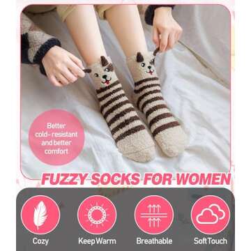 Cozy DYW Fuzzy Socks for Women - Warm Winter Slippers