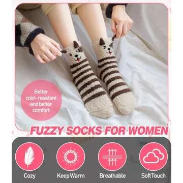 Cozy DYW Fuzzy Socks for Women - Warm Winter Slippers