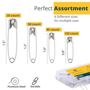 Versatile Wenrook 300 Pack Safety Pins Assorted Sizes