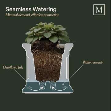 Mayne Cape Cod 14-Inch Square Planter – Self-Watering, Weather-Resistant Planter for Flowers – D...