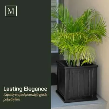 Mayne Cape Cod 14-Inch Square Planter – Self-Watering, Weather-Resistant Planter for Flowers – Durable Outdoor Design for Patio, Porch, or Entryway