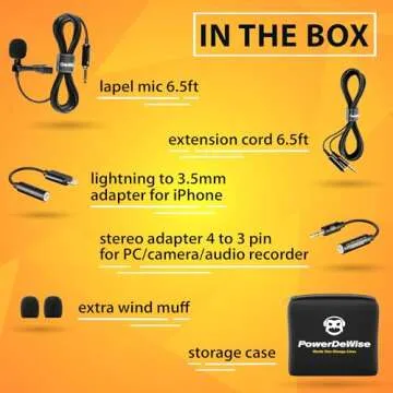 Professional Grade Lavalier Microphone with Adapter Compatible with iPhone - Lapel Microphone for iPhone X 11 12 13 14 Pro - iPhone Compatible External Microphone - iPhone XR, XS, XS Max Video Mic