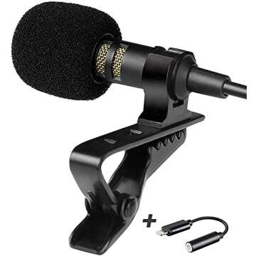 Professional Grade Lavalier Microphone with Adapter Compatible with iPhone - Lapel Microphone for iPhone X 11 12 13 14 Pro - iPhone Compatible External Microphone - iPhone XR, XS, XS Max Video Mic