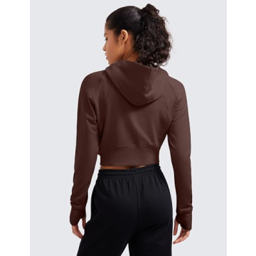 CRZ YOGA Cropped Zip Up Hoodie for Women - Cozy Athletic Wear