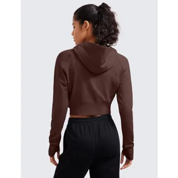 CRZ YOGA Cropped Zip Up Hoodie for Women - Cozy Athletic Wear
