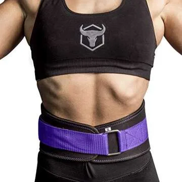Iron Bull Strength Women Weight Lifting Belt - High Performance Neoprene Back Support - Light Weight & Heavy Duty Core Support for Weightlifting and Fitness (Black/Purple, Small)