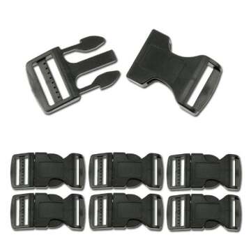6-pack Quick Release Black Strap Buckles - 5/8-inch Contoured Size