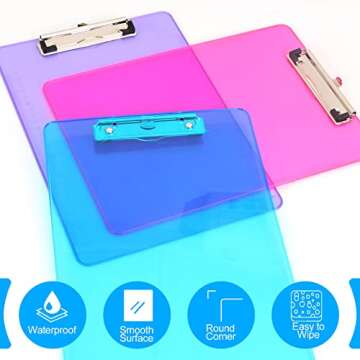Clipboards, HERKKA 15 Pack Plastic Clipboards Low Profile Clip Standard A4 Letter Size, Office Supplies Classroom Supplies