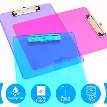 Clipboards, HERKKA 15 Pack Plastic Clipboards Low Profile Clip Standard A4 Letter Size, Office Supplies Classroom Supplies