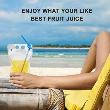 100 Pcs Drink Pouches with 100 Straw Holes, Freezable Juice Pouches, Translucent Reclosable Zipper Plastic Pouches Drink Bags for Cold & Hot Drinks for Adults and Kids