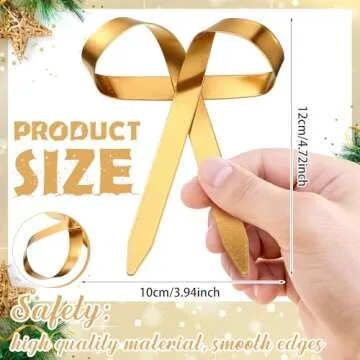 Daifunli 12 Pcs Gold Metal Bow Ornaments with Clip Gold Bow Decoration for Wedding Bridal Baby Shower Birthday Party Decor Garland Wreath Home Indoor Outdoor, 4 x 5 inches(Gold)