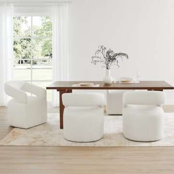 KISLOT Upholstered Dining Chairs with Casters Modern Barrel Side Armchair with Rollers for Diningroo...