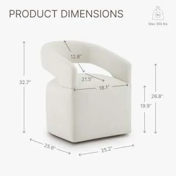 KISLOT Upholstered Dining Chairs with Casters Modern Barrel Side Armchair with Rollers for Diningroom Bedroom Livingroom Reading Room,Ivory,4PCS