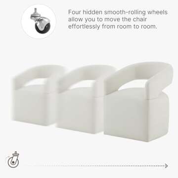 KISLOT Upholstered Dining Chairs with Casters Modern Barrel Side Armchair with Rollers for Diningroom Bedroom Livingroom Reading Room,Ivory,4PCS