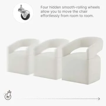 KISLOT Upholstered Dining Chairs with Casters Modern Barrel Side Armchair with Rollers for Diningroom Bedroom Livingroom Reading Room,Ivory,4PCS