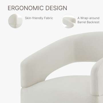 KISLOT Upholstered Dining Chairs with Casters Modern Barrel Side Armchair with Rollers for Diningroom Bedroom Livingroom Reading Room,Ivory,4PCS