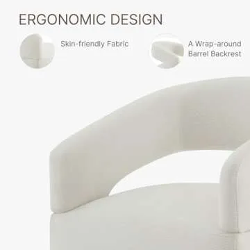 KISLOT Upholstered Dining Chairs with Casters Modern Barrel Side Armchair with Rollers for Diningroom Bedroom Livingroom Reading Room,Ivory,4PCS