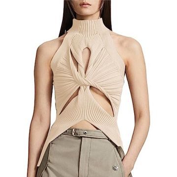 Elevate Your Style with SAFRISIOR Women Sexy Hollow Out Twist Front Knitted Tank Top