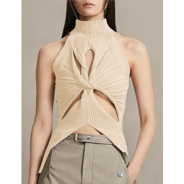 SAFRISIOR Women Sexy Knitted Tank Top Sleeveless November