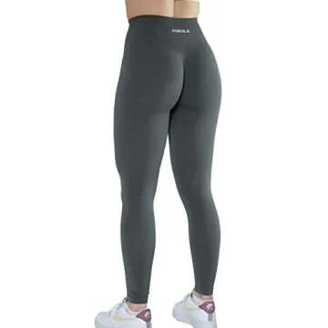 AUROLA Workout Leggings for Women Seamless Scrunch Tights Tummy Control Gym Fitness Girl Sport Active Yoga Pants (M, Steel Grey)